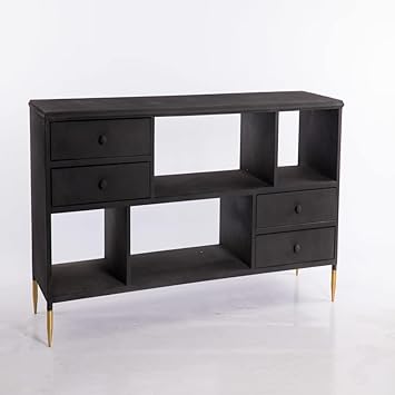 Kulunka Deco Tv Cabinet Black Gold Wood Clasico 156 X 47 X 65