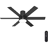 Hunter Fan 52 inch Matte Black Indoor Ceiling Fan with Lights and Remote Control for Bedroom, Living Room, Dining Room, Kitch