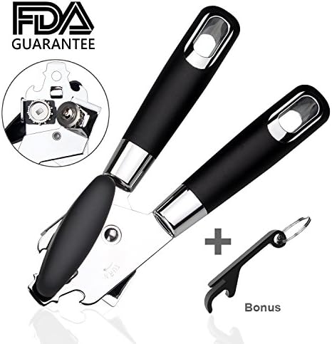 Smooth Edge Can Opener - Ezkit New Design Stainless Steel Heavy Duty Manual Can Openers, Build in Bottle Opener and Lid lifter