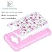 Core Prime Case, Elegant Choise Slim Dual Layer Armor Studded Rhinestone Bling Phone Case Cover with Flower Pattern for Samsung Galaxy Core Prime / Prevail LTE G360 (White+Pink)