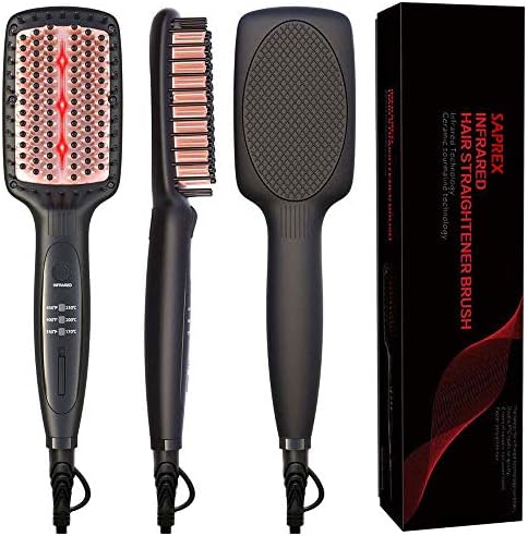 Hair Straightener Brush for Thick Hair,Best Ionic Hair Straightener Brush Hair Styling Comb Digital Anti Static Anti-Scald Ceramic Heating Dual Voltage Ionic Flat Iron for Women #BlackWhite
