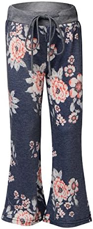 Sunfung Girls Casual Floral Print Drawstring Palazzo Pajama Wide Leg Lounge Oversized Flower Flare Pants (XXL(11-12T), Blue)