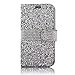 Samsung Galaxy S7 Edge 2016 Phone Case,Vandot Diamond Bling Shiny Shining Wallet Case Crystal Rhinstone Cover PU leather Magnetic Flip Folio Stand [Perfect Fit] [Shockproof] Skin Shell-Silver