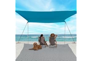 EasierHike Beach Shade Tent, Beach Umbrella Portable Easy Pop Up Beach Canopy, UPF50+ Sun Protection Shelter, Windproof & Water Resistant, Beach Umbrellas for Sand Windproof Cords, Perfect for Family
