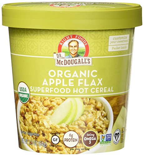 UPC 767335000074, Dr. McDougall&#39;s Right Foods Apple Flax Oatmeal Made With Organic Gluten Free Oats, 2.3-Ounce Cups (Pack of 6)