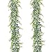 Artiflr Faux Eucalyptus Garland, 2 Pcs Artificial Vines Fake Eucalyptus Greenery Garland Wedding Backdrop Arch Wall Table Party Decor, 6.1 Feet/pcs Fake Hanging Plant Large Eucalyptus Leaves
