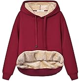 Malajisi Womens Hooded Sweatshirt Fleece Sherpa Lined Hoodies Winter Causal Loose Fit Pullover
