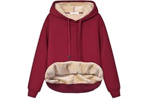 Malajisi Womens Hooded Sweatshirt Fleece Sherpa Lined Hoodies Winter Causal Loose Fit Pullover