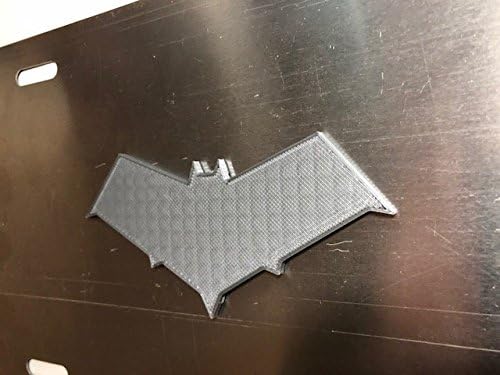Batarang RED HOOD Batman Style in 3D - Chrome with Grey Automotive License Frame Insert - Dark Knight