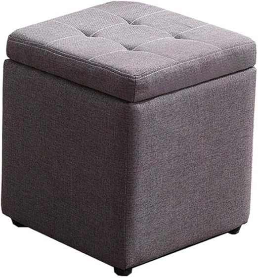 FIONAT Sitzhocker mit Stauraum Aufbewahrungsbox Leinen Fusshocker