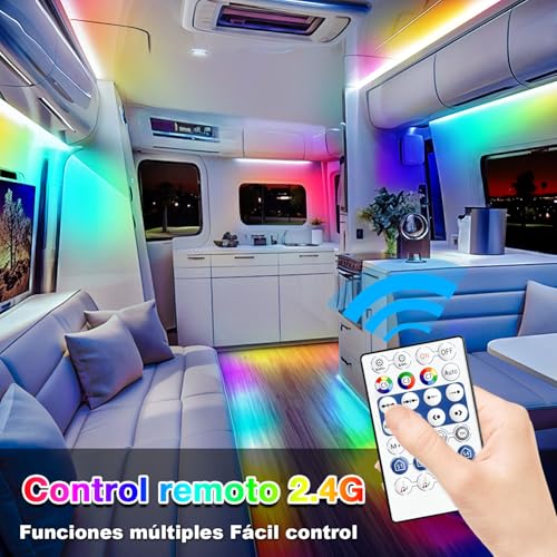Lichaser RV LED Strip Lights Waterproof 12V IP67 RGB+IC with APP and Remote Control Interior Outdoor Lighting for Awning RV Camper Van (10M)