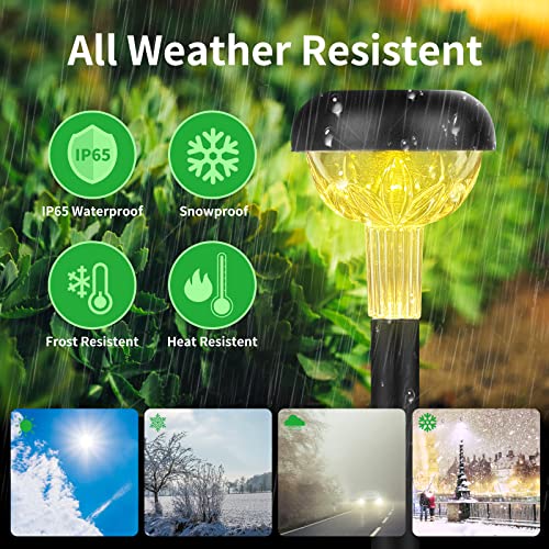 Mafuken 6 Pack Solar Outdoor Lights, LED Solar Powered Garden Lights, IP65 Waterproof Solar Pathway Lights for Yard/ Landscape/ Patio/ Lawn/ Walkway, Warm White