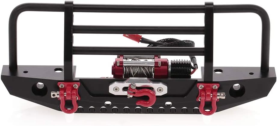 Goolsky Metal Bumper with Winch 2 LED Light Remote Controller Receiver for Traxxas TRX-4 Axial SCX10 RC Crawler Car