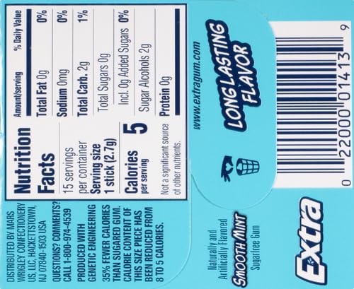 EXTRA SMOOTH MINT SUGARFREE GUM, SINGLE PACK