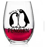 Pishovi Penguin Wine Glass, Birthday Christmas Gifts for Penguin Lovers Women Men, Valentine Gifts for Husband Wife Boyfriend Girlfriend, Wedding Present for Couple