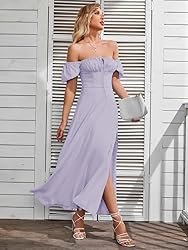 KUTUMAI Women's Summer Off Shoulder Maxi Dress Puff