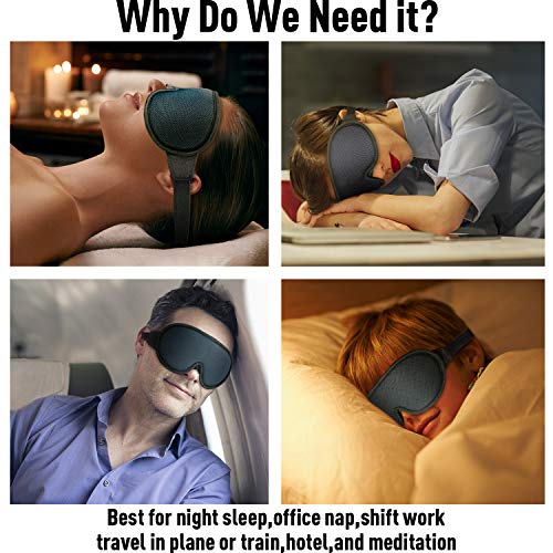 Eye Mask for Sleeping Women and Men, Sleep mask, New Upgraded 3D Contoured Sleep Mask Men & Women, Ultra Soft Breathable with Adjustable Strap 100% Blackout Eye Shades Blindfold for Complete Darkness