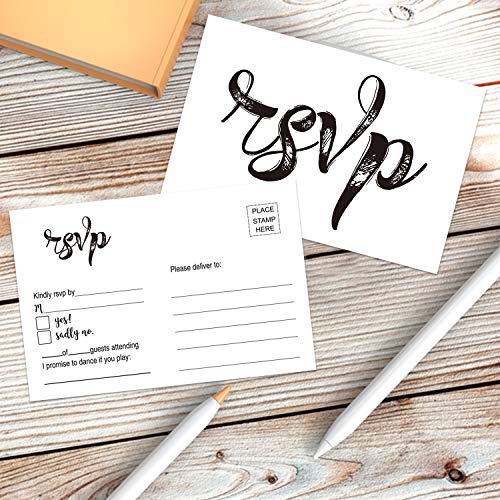 50 Blank RSVP Cards, RSVP Postcards, RSVP Reply, Response Return Card for Wedding, Rehearsal Dinner, Baby Shower, Bridal Shower, Birthday Party Invitation, No Envelopes Needed, Rustic Wedding Themed - Thumbnail 4