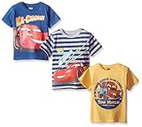 Disney Little Boys' 3 Pack Cars T-Shirts, Blue, 3T