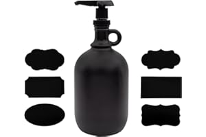 Darware Half Gallon Glass Pump Dispenser Bottle (Black), 64-Ounce Jug with Pump for Sauces, Syrups, Soaps and More