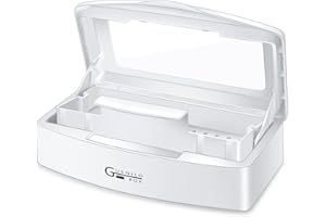 Gusnilo Sanitizing Tray - Disinfectant Container Nail Tool Sterilizer Box Plastic Sanitizing Box for Nail Tools, Hair Salon,Spa (Clear Lid, white)
