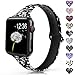 Sunnywoo Sport Band Compatible with Apple Watch 38mm 40mm 42mm 44mm, Narrow Soft Fadeless Floral Silicone Slim Thin Replacement Wristband for iWatch Series 4/3/2/1 Women Men