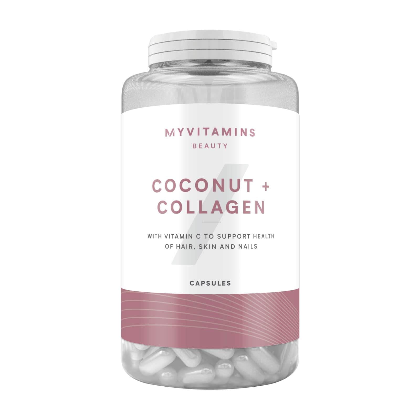 Myvitamins Coconut & Collagen Capsules | Marine Collagen, Coconut Oil & Vitamin C for Skin Hydration, Hair Health & Anti-Ageing Support | 180 Capsules | High-Strength Beauty Supplement