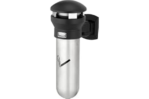 Rubbermaid Commercial Products Infinity Wall-Mount Smoker's Management Station, 3/5 Gallon, Silver, Weather Resistant Cigarette Butt Receptacle/Disposable, Outdoor Ashtray For Restaurant/Office/Mall