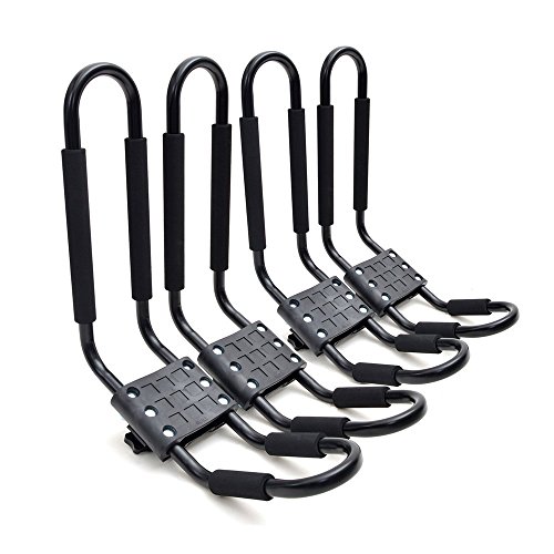 Kayak Rack Accessories for Car - 2 Pair J-Bar Shape Steel Roof Rack Kayak Carrier w/Vehicle Cross Bars Roof Racks Mount on Car Truck and SUV Vault Crossbar, for Canoe, SUP and Kayaks (2) - Thumbnail 5