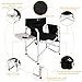Mefeir Upgraded Director Makeup Artist Chair,Aluminum Frame Supports 300 lbs,Folding Portable w/Side Table Storage Bag,Indoor Outdoor,Black(24.4