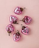 Cultural Intrigue Luna Bazaar Mini Mercury Glass Ornaments (Cora Design, Heart Shape, 1-1.5 Inches, Pink, Set of 6) - Vintage-Style Decorations