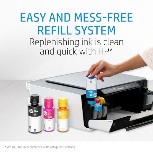 HP 31 Cyan, Magenta, Yellow Ink Bottles (3-Pack) | Works Smart Tank 5000, 6000, 7000 Series; Smart Tank Plus 500, 600 Series | 9C228AN | Packaging May Vary