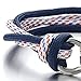 Man Women Steel Screw Anchor Shackles Blue Nautical Sailor Rope Cord Braided Wrap Bracelet Wristband