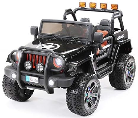 Actionbikes Motors Kinder Elektroauto Wrangler Offroad Jeep ALLRAD 2-Sitzer 4 x 35Watt 2x10AH Batterie Eva Reifen 4x4 (Schwar