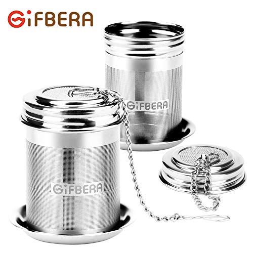 Gifbera Loose Leaf Tea Ball Infuser & Cooking Strainer 2 Pack Set, Stainless Steel Extra Fine Mesh Tea Infuser Diffuser with Chain Hook for Brewing Loose Leaf Tea, Spices & Seasonings
