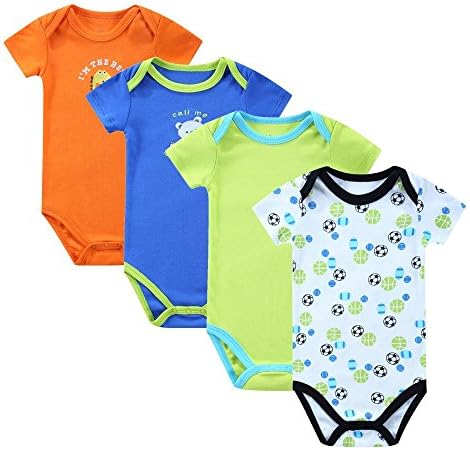 Cheelibaby Unisex Baby's Short Sleeve Bodysuits 100% Cotton Onesies for Boy &amp; Girl