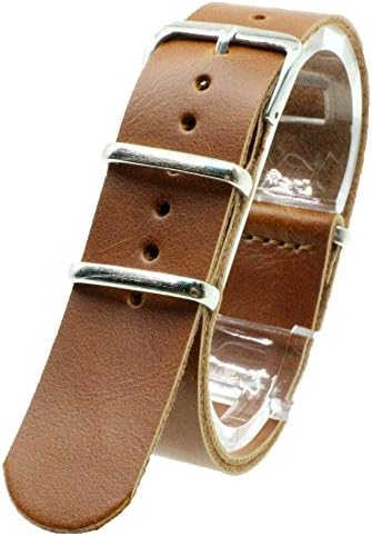 [2PiS] Nato PU Leather ( Light Brown : 22mm ) Interchangeable Replacement Watch Strap Band 20-1-22