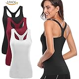 TELALEO Tank Tops for Women, Womens V-Shape Yoga Workouts Running Activewear or Base Layer Tank Tops Clothes 3 Pack-White/Black/Red-L