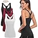 TELALEO Tank Tops for Women, Womens V-Shape Yoga Workouts Running Activewear Base Layer Tank Tops Clothes 3 Pack-White/Black/Red-L