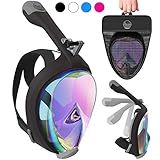Aleoron - Foldable Full Face Snorkel Mask for Adults and Youth (Women & Men) - Anti Fog Full Face Snorkeling Mask with Action Camera Mount - Dive Mask UV Panoramic 180 Seaview Diving Mask Set