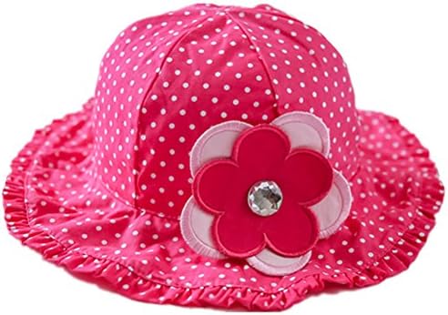 Baby Little Girls UPF 50+ Polka Dot Cotton Bucket Sun Hats with Flower (UV Sun Protective) #48