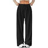 Verdusa Women's Loose Wide Leg Sweatpants Elastic Drawstring Waist Casual Long Pants