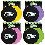 Elite Core Workout Exercise Sliders - Set of 2 Gliding Discs - Dual Sided for Carpet or Hard Floors