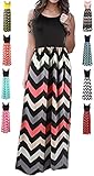 HanDanGe Women's Summer Chevron Striped Print Dress Tank Long Maxi Dresses For Women Black-B-XL