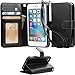 Iphone SE Case, iphone 5s case, Arae [Wrist Strap] Flip Folio [Kickstand Feature] PU leather wallet case with ID&Credit Card Pockets For Apple iphone SE/5s/5 (Black)