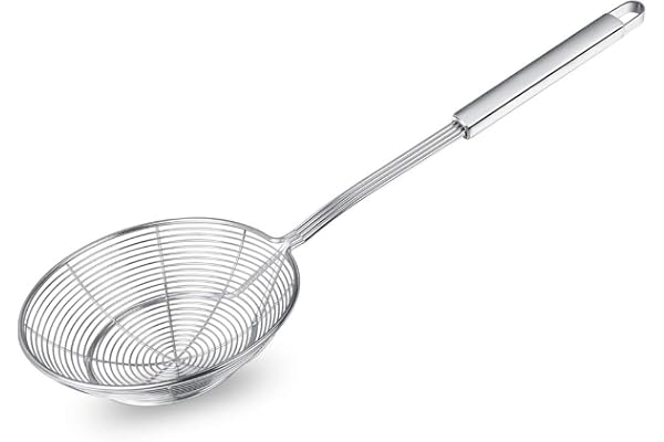 Spider Strainer Skimmer, Swify Stainless Steel Asian Strainer Ladle Frying Spoon with Handle for Kitchen Deep Fryer, Pasta, S