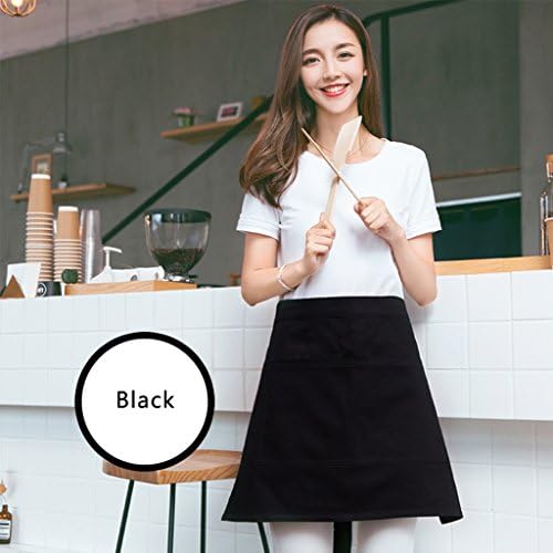 Wddwarmhome Apron Half Body Korean Style Fashion Waiter Milk Tea Shop Men And Women Waist Coffee Shop Work Clothes ( Color : Black )