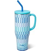 Swig Life 40oz Mega Mug, 40oz Tumbler with Handle and Straw, Extra Large Insulated Tumblers, Cup Holder Friendly Travel Mug (Glacier Stripe)