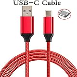 USB Type C Car Charger Cable 3ft Short Quick Charge 2.0 Fast Charging Cord Braided for Nextbit Robin, ZTE Zmax Pro - Red