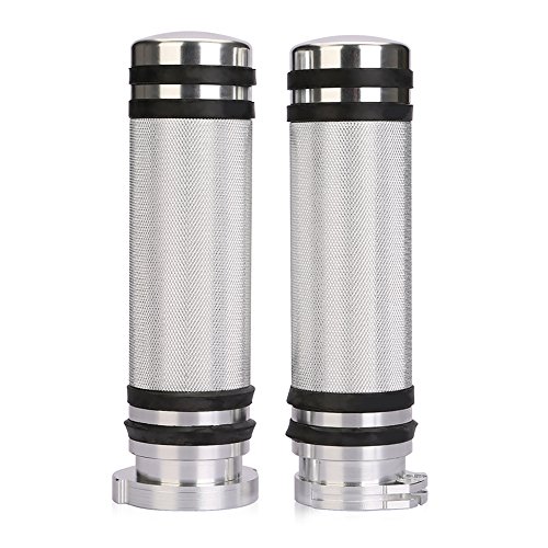 ECLEAR Motorcycle Handlebar Grips, CNC Knurled Hand Grips for Harley Touring Softail XL883 1200 - White - Thumbnail 2